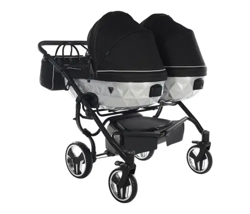 Junama Mirror Satin Duo 01 Black Silver Dvīņu rati 3in1