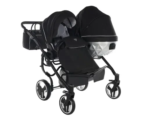 Junama Mirror Satin Duo 01 Black Silver Dvīņu rati 3in1