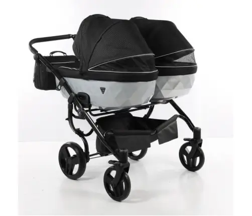 Junama Mirror Satin Duo 01 Black Silver Dvīņu rati 3in1