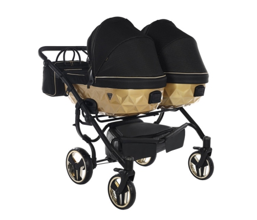 Junama Mirror Satin Duo 03 Black Gold Dvīņu rati 2in1