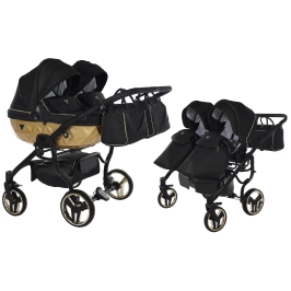 Junama Mirror Satin Duo 03 Black Gold Dvīņu rati 2in1