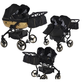 Junama Mirror Satin Duo 03 Black Gold Dvīņu rati 3in1