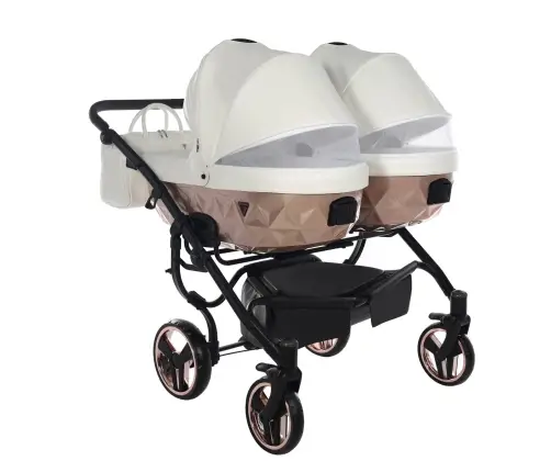 Junama Mirror Satin Duo 05 White Rose Gold Dvīņu rati 3in1