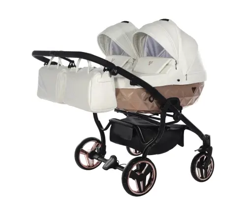 Junama Mirror Satin Duo 05 White Rose Gold Dvīņu rati 3in1