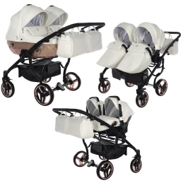 Junama Mirror Satin Duo 05 White Rose Gold Dvīņu rati 3in1