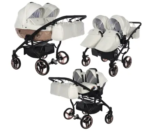 Junama Mirror Satin Duo 05 White Rose Gold Dvīņu rati 3in1