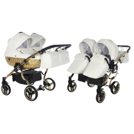 Junama Mirror Satin Duo 06 White Gold Dvīņu rati 2in1
