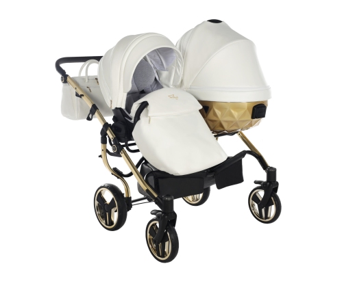 Junama Mirror Satin Duo 06 White Gold Dvīņu rati 3in1