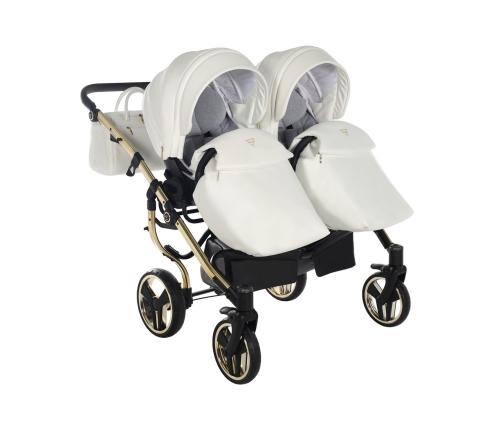 Junama Mirror Satin Duo 06 White Gold Dvīņu rati 3in1