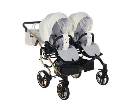 Junama Mirror Satin Duo 06 White Gold Dvīņu rati 3in1
