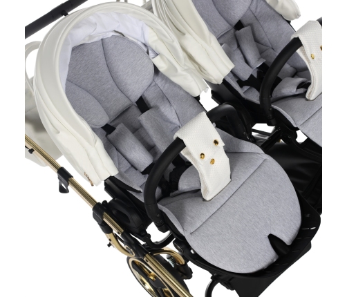 Junama Mirror Satin Duo 06 White Gold Dvīņu rati 3in1