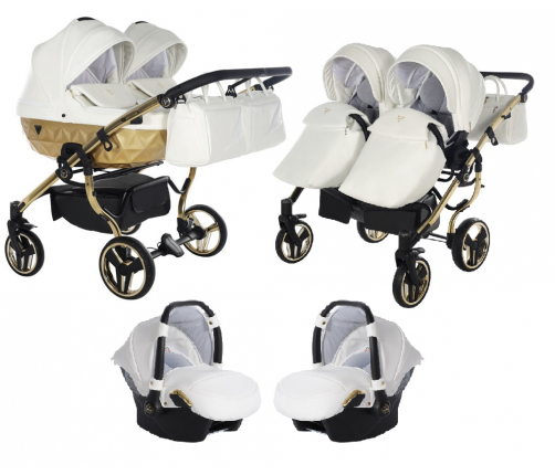 Junama Mirror Satin Duo 06 White Gold Dvīņu rati 3in1