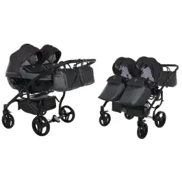 Junama Saphire Duo 02 Black Dvīņu rati 2in1