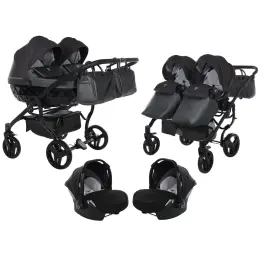 Junama Saphire Duo 02 Black Dvīņu rati 3in1