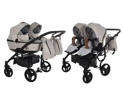 Junama Space Duo 02 Beige Dvīņu rati 2in1
