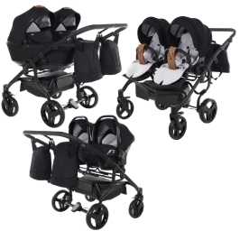 Junama Space Duo 04 Black Dvīņu rati 3in1