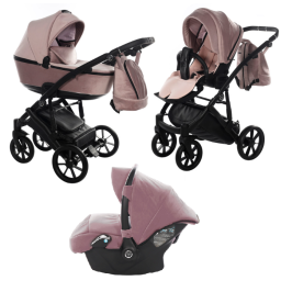 Junama Space Velur 02 Pink Bērnu rati 3in1