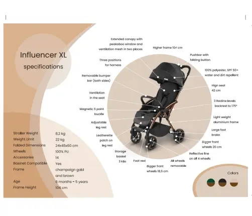 Leclerc Baby Influencer XL Black Brown Pastaigu rati