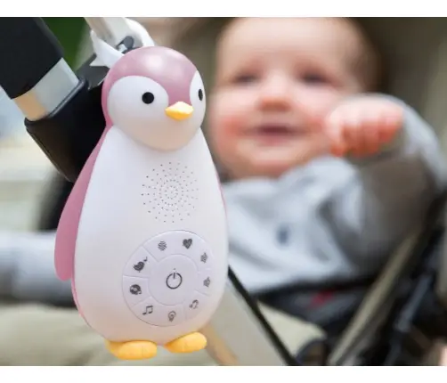 Nakts lampa ar baltu troksni Bezvadu Bluetooth skaļrunis 3in1 Zazu Penguin Zoe Pink