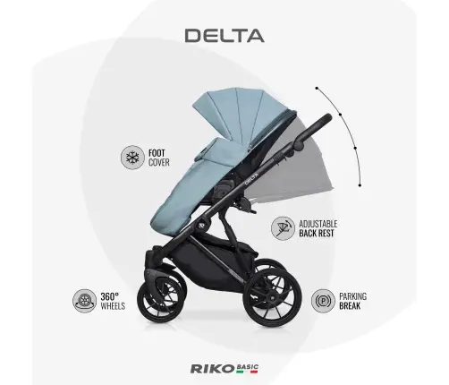 Riko Basic Delta 01 Grey Fox Bērnu rati 2in1