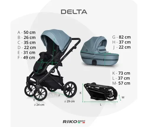 Riko Basic Delta 01 Grey Fox Bērnu rati 2in1