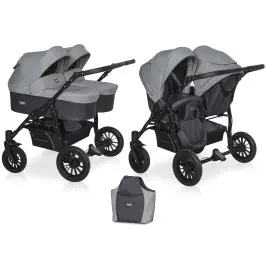 Riko Basic Saxo 02 Stone Коляска для двойняшек 2in1