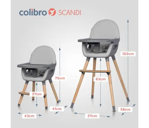 Krzesło do karmienia Colibro Scandi Dove