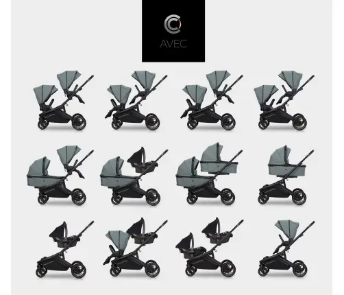 Cavoe Avec Boho Green Vežimėlis dvynukams