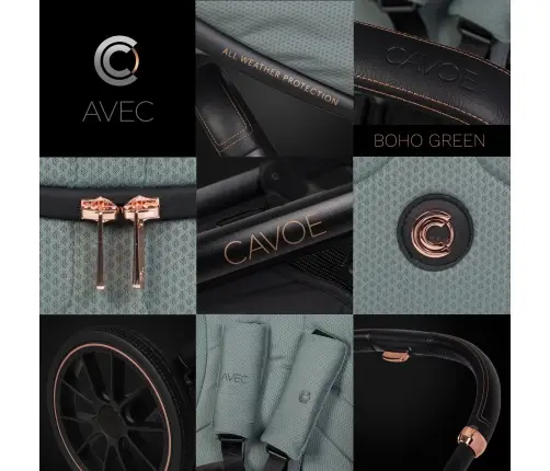 Cavoe Avec Boho Green Vežimėlis dvynukams