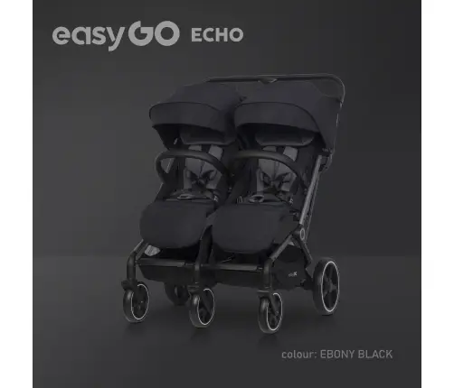 EasyGo Echo Ebony Black Dvivietė vežimėlis