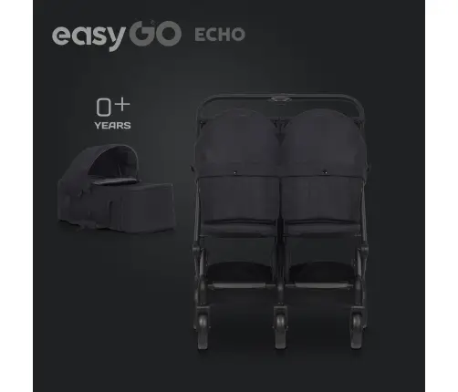 EasyGo Echo Ebony Black Dvivietė vežimėlis