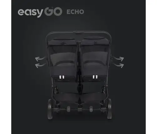 EasyGo Echo Ebony Black Dvivietė vežimėlis