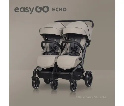 EasyGo Echo Savana Beige Коляска для двойняшек EasyGo Echo Savana Beige Коляска для двойняшек