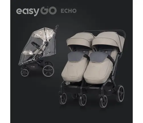 EasyGo Echo Savana Beige Коляска для двойняшек EasyGo Echo Savana Beige Коляска для двойняшек