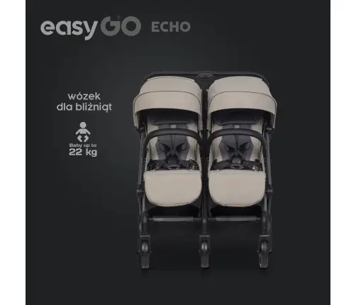 EasyGo Echo Savana Beige Коляска для двойняшек EasyGo Echo Savana Beige Коляска для двойняшек