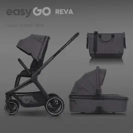 EasyGo Reva Cloudy Gray Bērnu rati 2in1