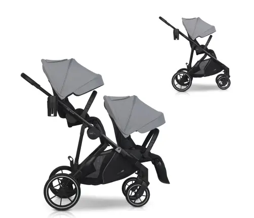 EasyGo Duoflex Cloudy Gray Dvivietė vežimėlis