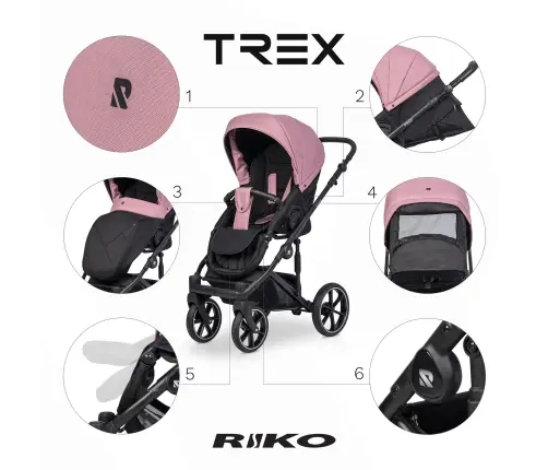 Riko Trex Energy Pink Bērnu rati 2in1