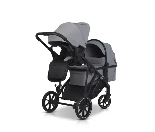 EasyGo Duoflex Cloudy Gray Dvivietė vežimėlis