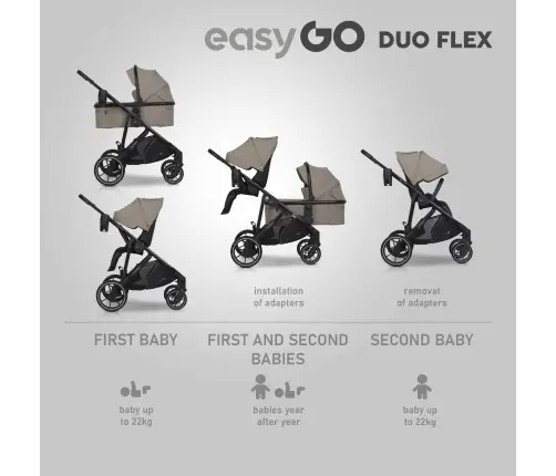 EasyGo Duoflex Savana Beige Twin Stroller
