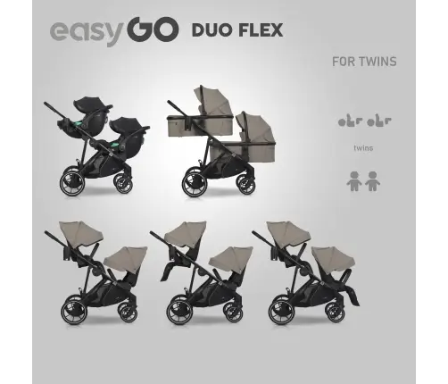 EasyGo Duoflex Savana Beige Twin Stroller