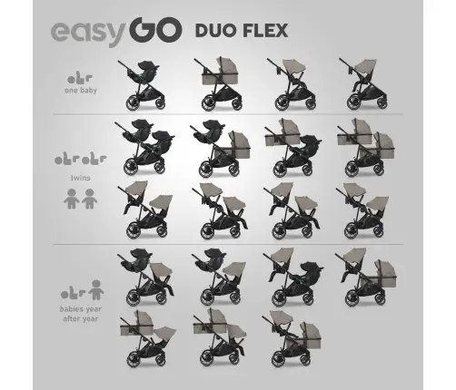 EasyGo Duoflex Savana Beige Twin Stroller