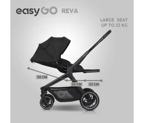 EasyGo Reva Ebony Black Vežimėlis 2 in 1