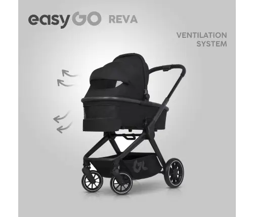 EasyGo Reva Ebony Black Vežimėlis 2 in 1