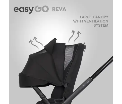 EasyGo Reva Ebony Black Vežimėlis 2 in 1