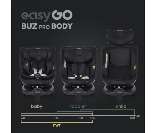Zestaw fotelików samochodowych 2w1 EasyGo Buz Xtd Pro i Buz Pro Body Ink
