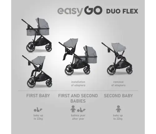 EasyGo Duoflex Cloudy Gray Stroller