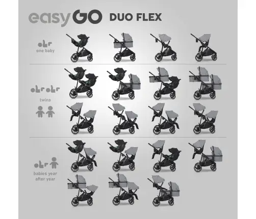 EasyGo Duoflex Cloudy Gray Stroller