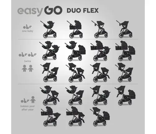 EasyGo Duoflex Ebony Black Pastaigu rati