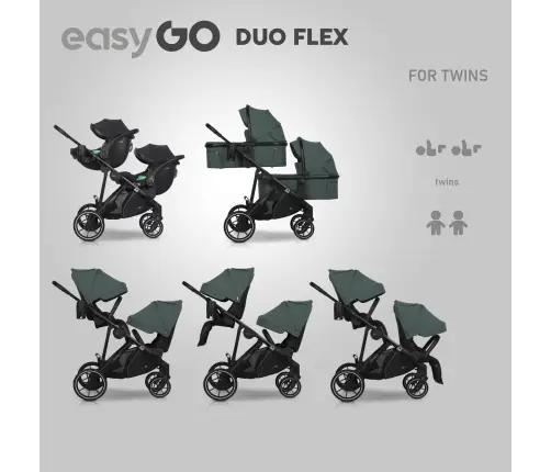 Wózek dziecięcy EasyGo Duoflex Sage Green 1 siedzisko 1 gondola